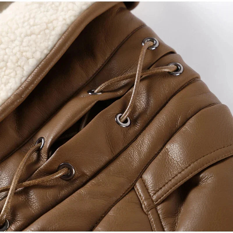Serenya | Vegan Shearling Coat for Women with Waist Belt