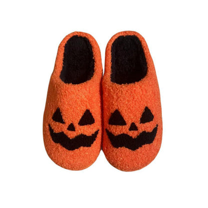 Pumpkin Plush Halloween Slippers