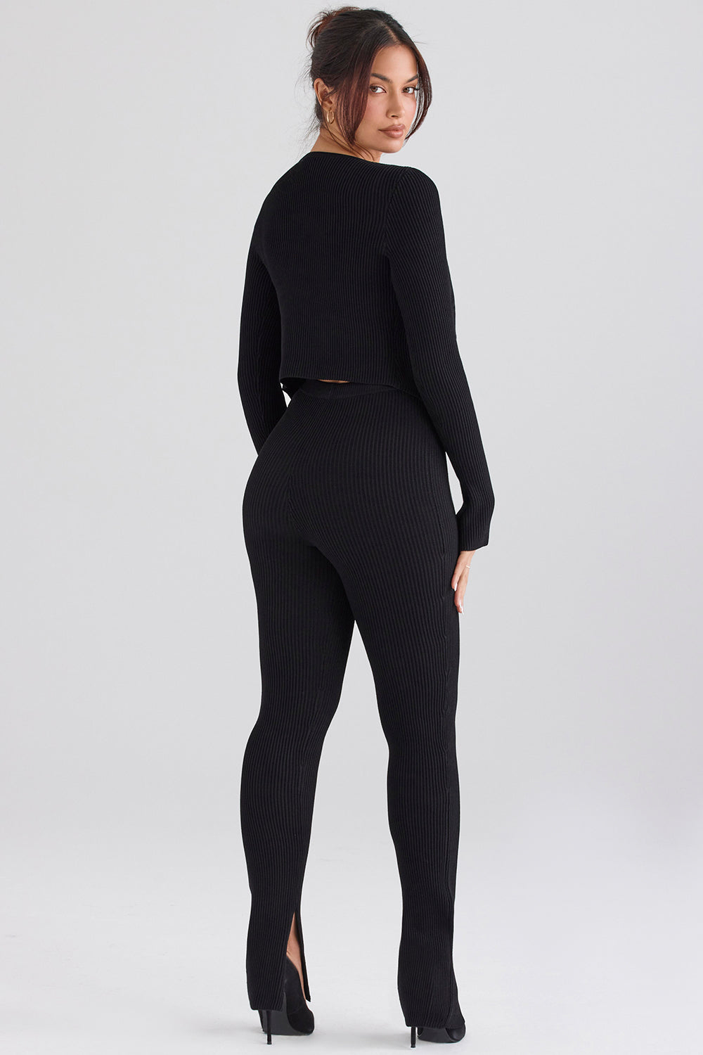 PuurShine - Gerippte Strickjacke mit Leggings