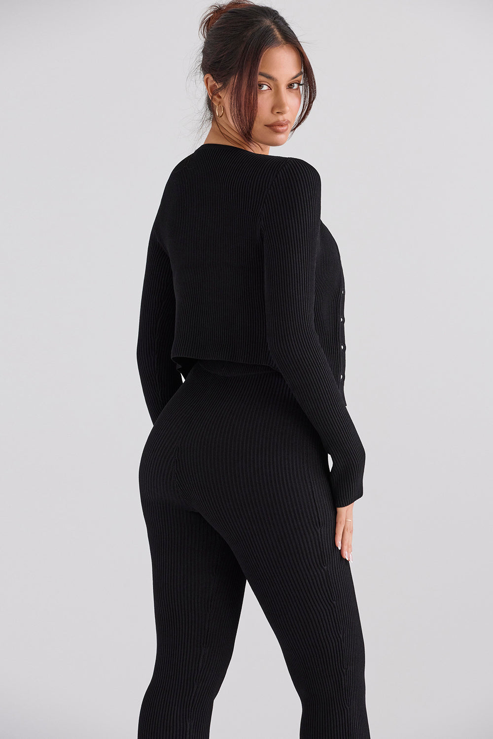 PuurShine - Gerippte Strickjacke mit Leggings