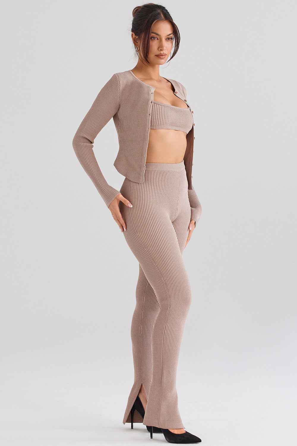 PuurShine - Ribgebreid vest met legging