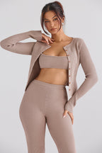 PuurShine - Gerippte Strickjacke mit Leggings