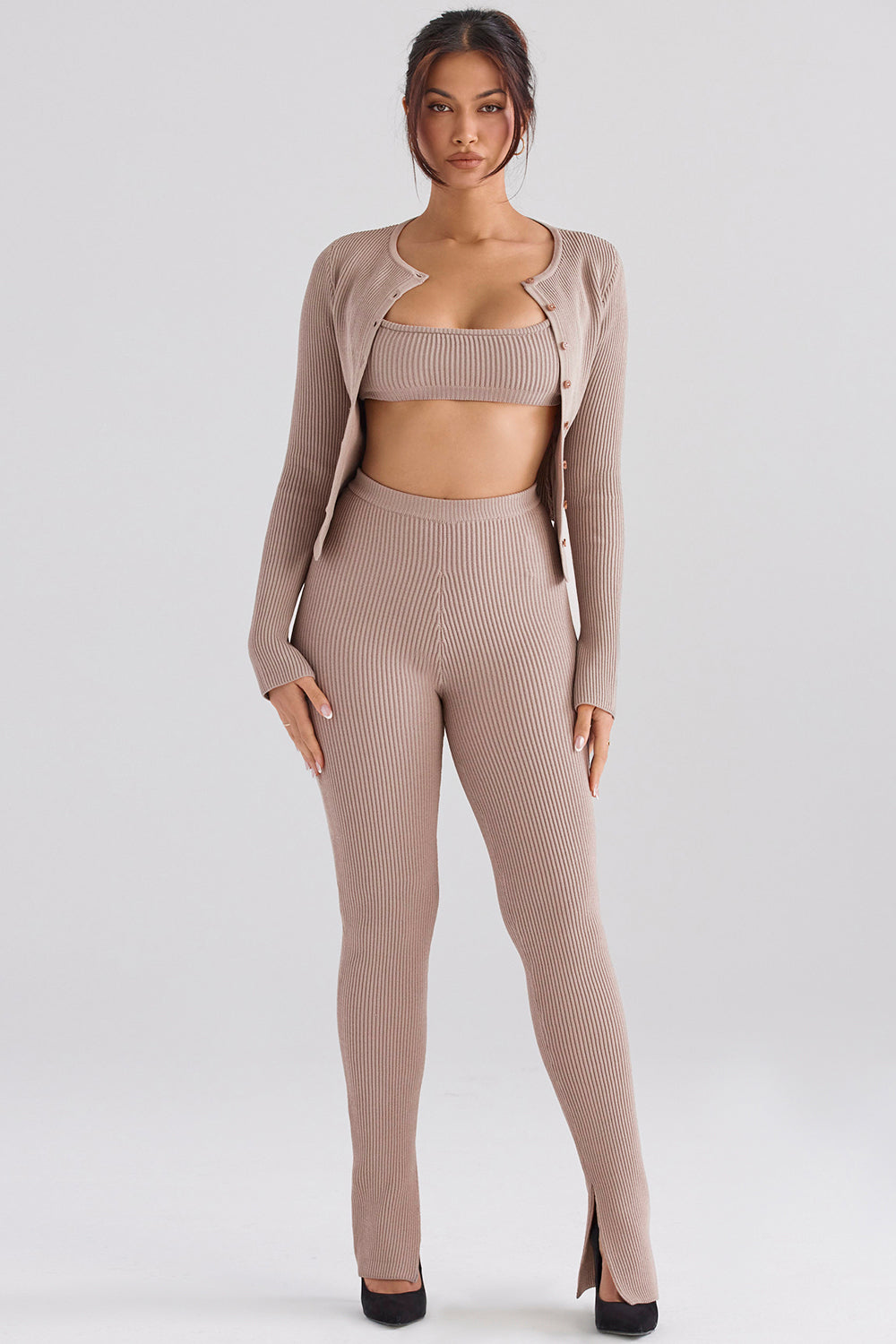 PuurShine - Ribgebreid vest met legging