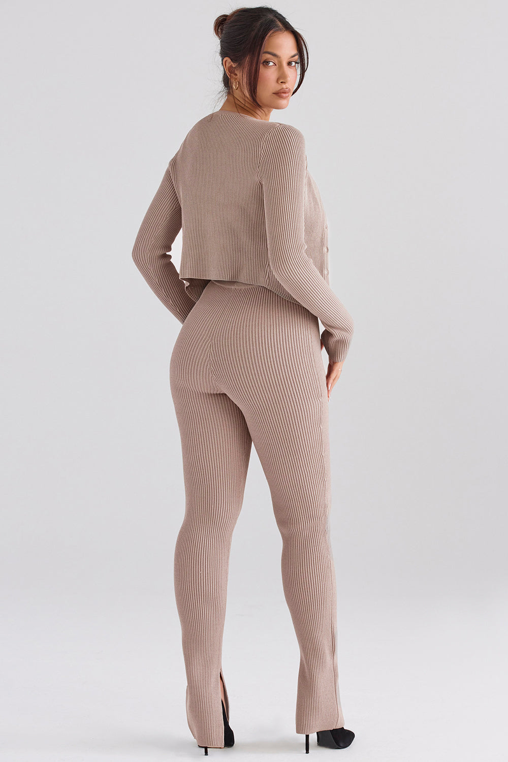 PuurShine - Gerippte Strickjacke mit Leggings
