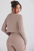 PuurShine - Gerippte Strickjacke mit Leggings