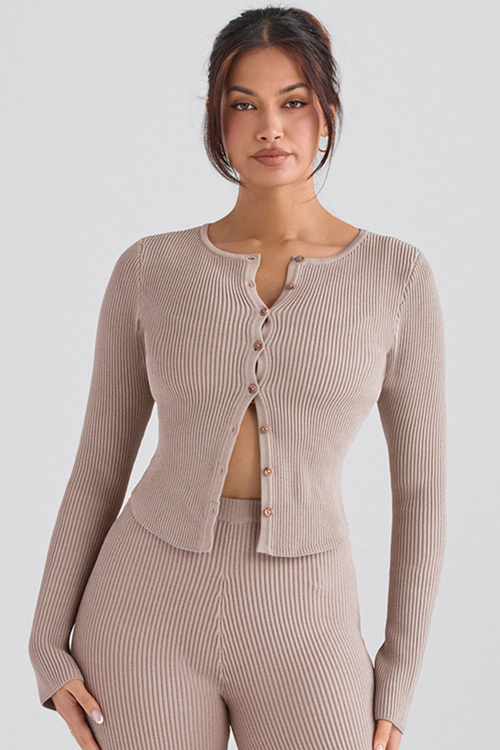 PuurShine - Gerippte Strickjacke mit Leggings