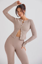 PuurShine - Gerippte Strickjacke mit Leggings