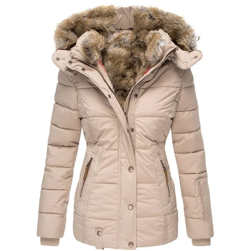 Mireda | Warme Winterjas met Luxe Bontkraag