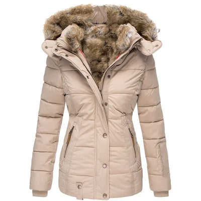 Mireda | Warme Winterjas met Luxe Bontkraag