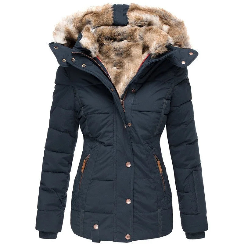 Mireda | Warmer Wintermantel mit luxuriösem Pelzkragen