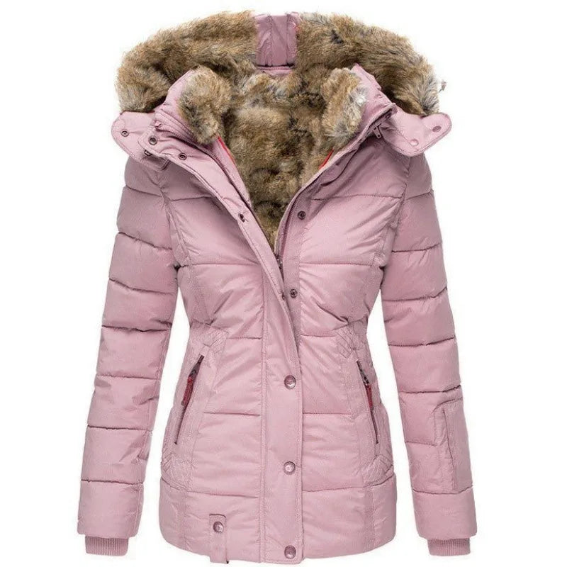 Mireda | Warme Winterjas met Luxe Bontkraag