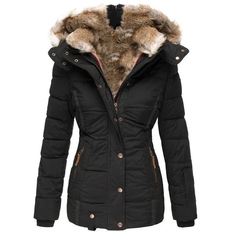 Mireda | Warme Winterjas met Luxe Bontkraag