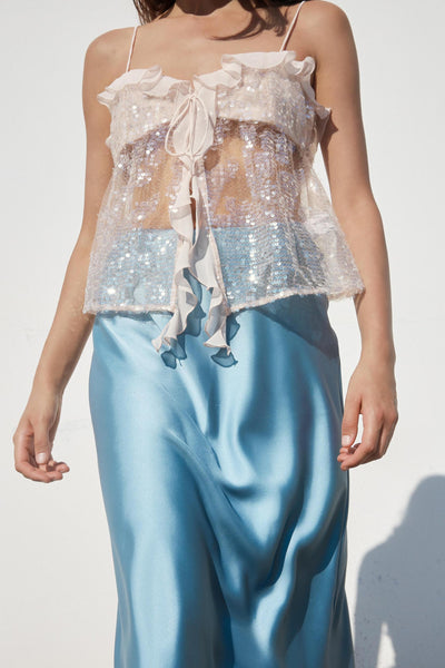 Sequin Ruffle Top - Champagne Glow