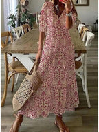Sophia - Boho Vintage V-Neck Summer Dress 
