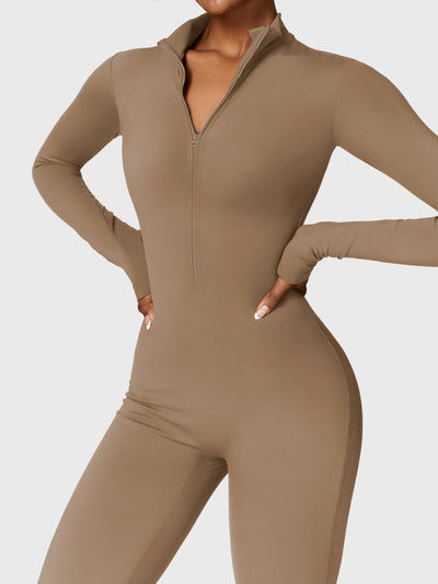 Belle Fleece Long Sleeve Jumpsuit with Zipper 