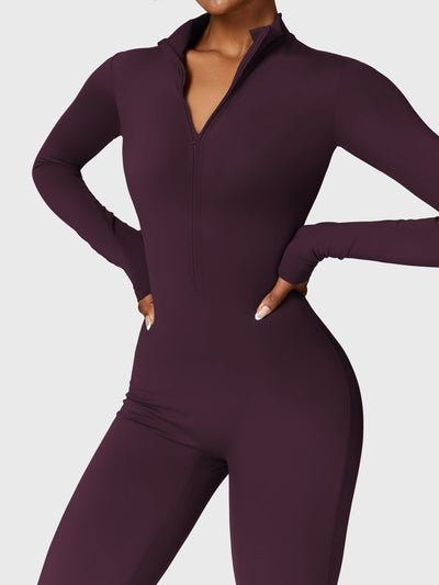 Belle Fleece Long Sleeve Jumpsuit with Zipper 