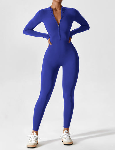 Belle Fleece Long Sleeve Jumpsuit with Zipper 