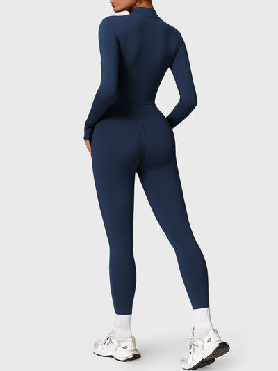 Belle Fleece Long Sleeve Jumpsuit with Zipper 